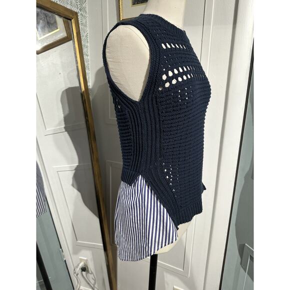 Veronica Beard Blue White Par Combo Sleeveless Sweater Size XS South Beach - Picture 9 of 10